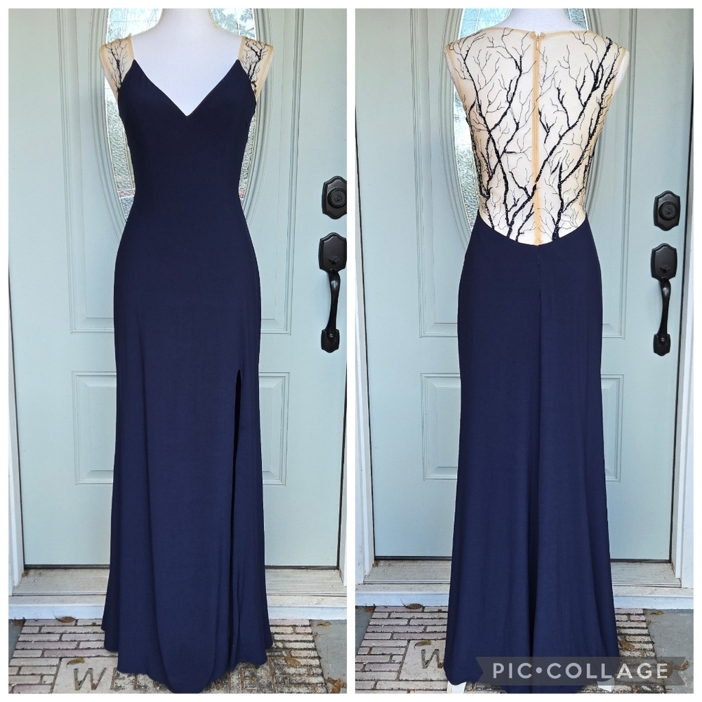 Glow Dress Navy Embellished Gown